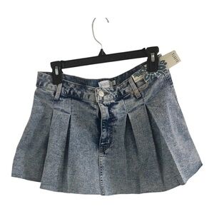 Blue pintuck pleated denim mini skirt‎ size medium new